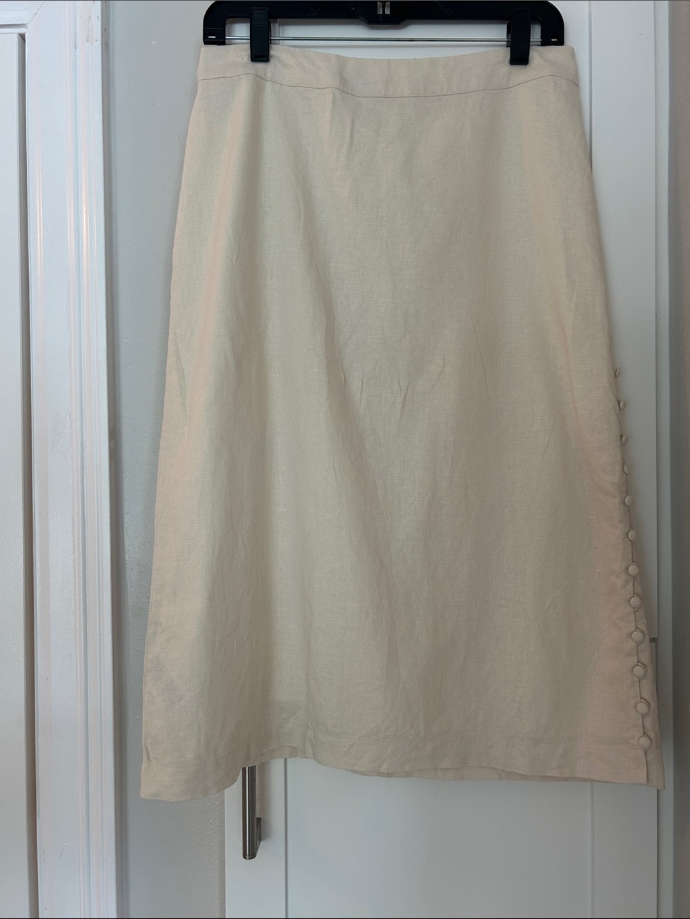 Madewell Cream A-Line Skirt with Side Covered Buttons